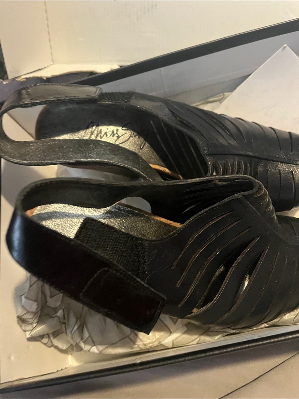Miss Sixty Black Cutout Peep-Toe Slingback Heels - Picture 3 of 5